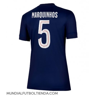 Camiseta Paris Saint-Germain Marquinhos #5 Primera Equipación Replica 2025-26 para mujer mangas cortas Camiseta Paris Saint-Germain Marquinhos #5 Primera Equipación Replica 2025-26 para mujer mangas cortas